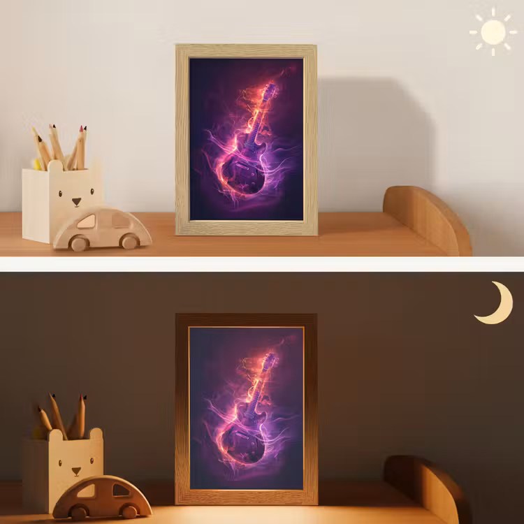 Gitaar - Muziek - Rook - Paars Light Box met kabel klein -sfeer3_kind