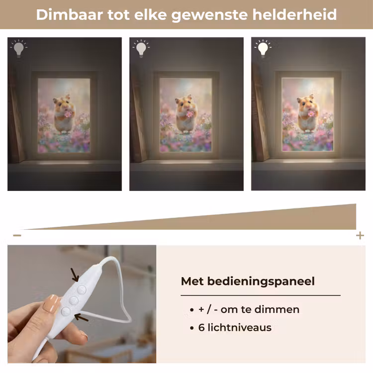 Hamster - Bloemen - Roze - Oranje Light Box met kabel klein -USP_dimbaarNL