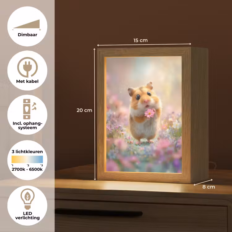 Hamster - Bloemen - Roze - Oranje Light Box met kabel klein -USP_NL