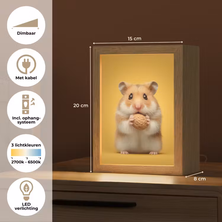 Hamster - Nootje - Geel - Knaagdier Light Box met kabel klein -USP_NL