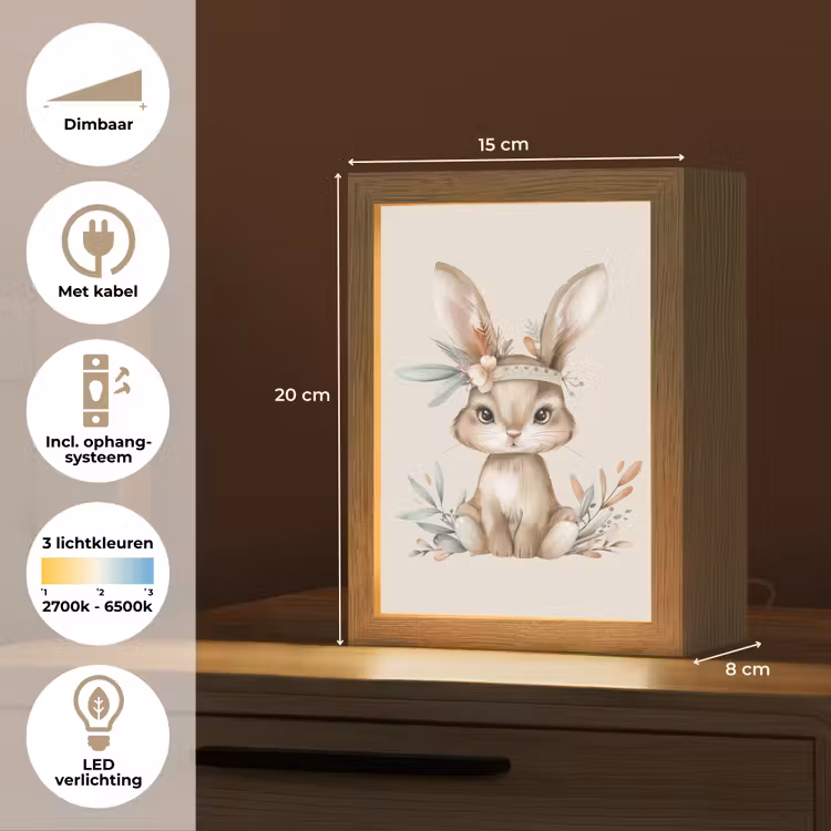 Haas - Dier - Bohemian - Pastel kleuren Light Box met kabel klein -USP_NL