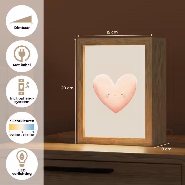 Hart - Gezicht - Roze Light Box met kabel klein -USP_NL