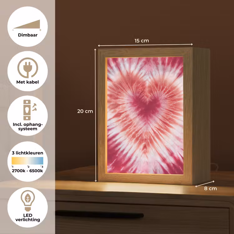 Hartvorm - Roze - Tie dye Light Box met kabel klein -USP_NL