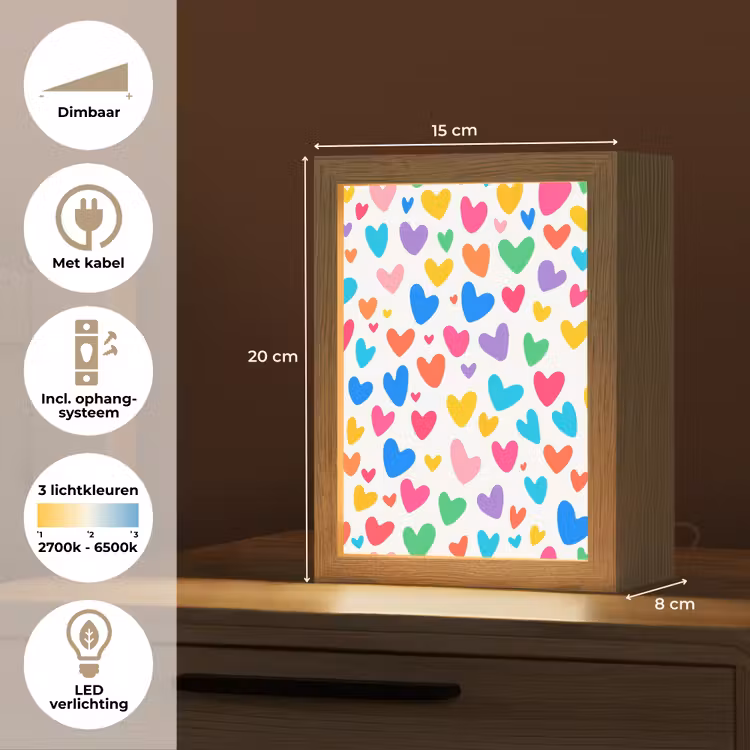 Hartjes - Kleurrijk - Patroon - Levendig Light Box met kabel klein -USP_NL
