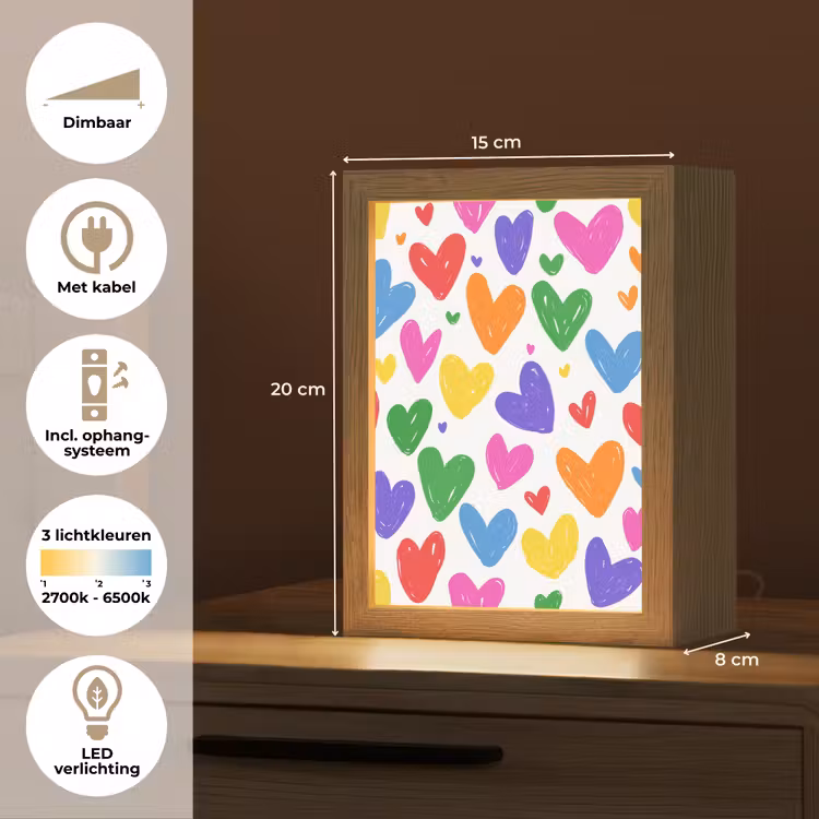 Hartjes - Patroon - Kleurrijk Light Box met kabel klein -USP_NL