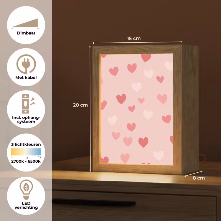 Hartjes - Patroon - Roze Light Box met kabel klein -USP_NL
