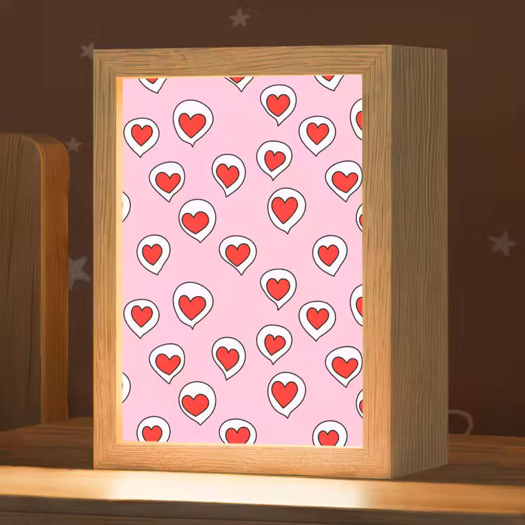 Hartjes - Patroon - Rood Light Box met kabel (Kinderlampje) klein 904 -zzz_3d_website
