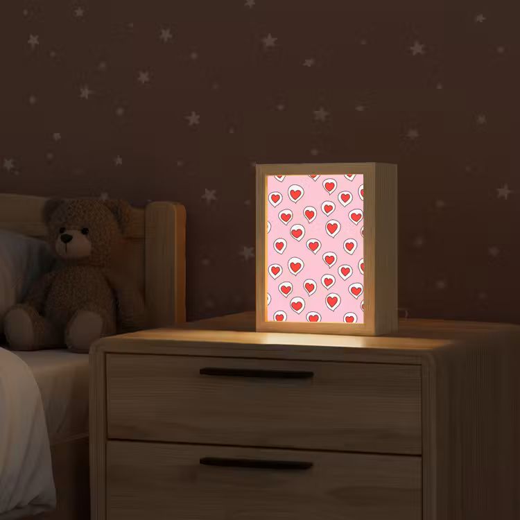 Hartjes - Patroon - Rood Light Box met kabel (Kinderlampje) klein 904 -sfeer1_kind