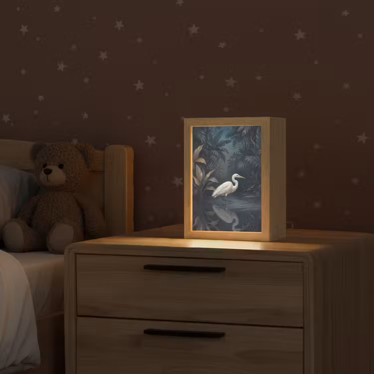Reiger - Water - Natuur - Modern - Wit Light Box met kabel (Kinderlampje) klein -sfeer1_kind