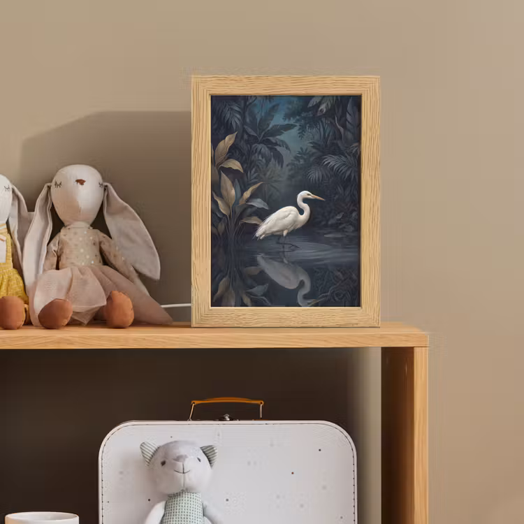 Reiger - Water - Natuur - Modern - Wit Light Box met kabel (Kinderlampje) klein -sfeer2_kind