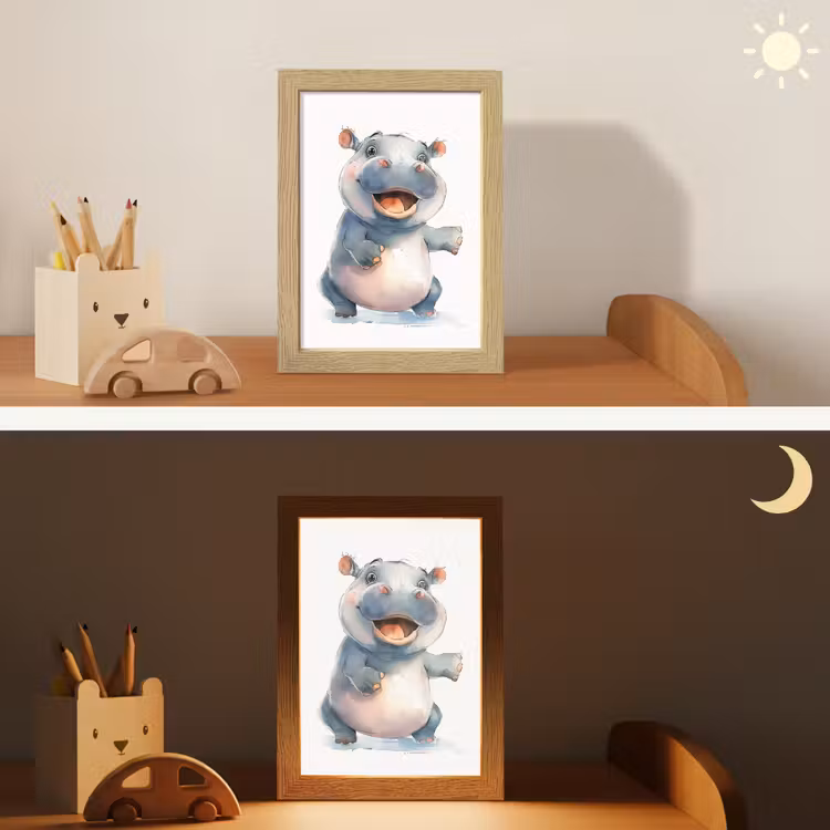 Nijlpaard - Baby dier - Dieren Light Box met kabel klein -sfeer3_kind