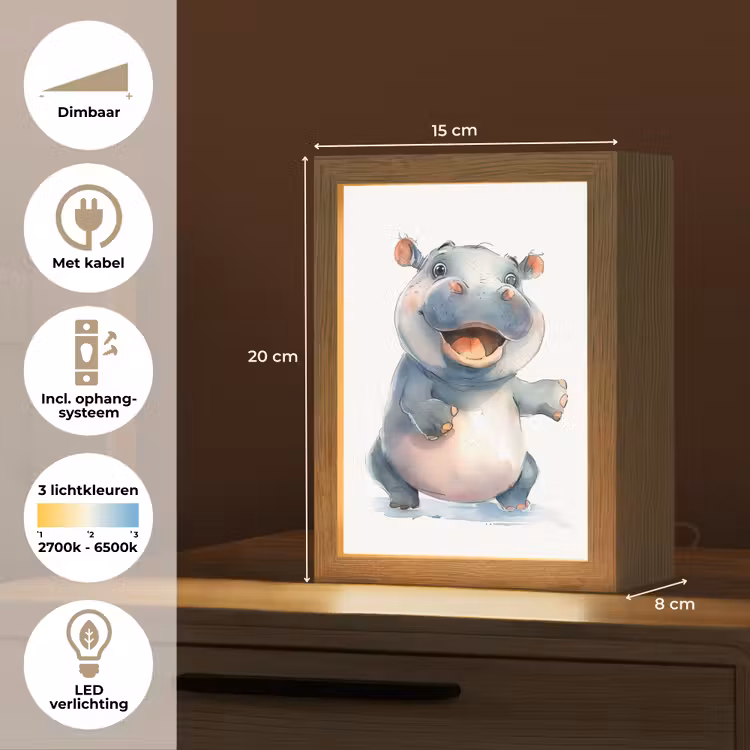 Nijlpaard - Baby dier - Dieren Light Box met kabel klein -USP_NL