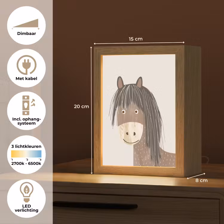 Paard - Dier - Pastel kleuren - Paarden Light Box met kabel klein -USP_NL