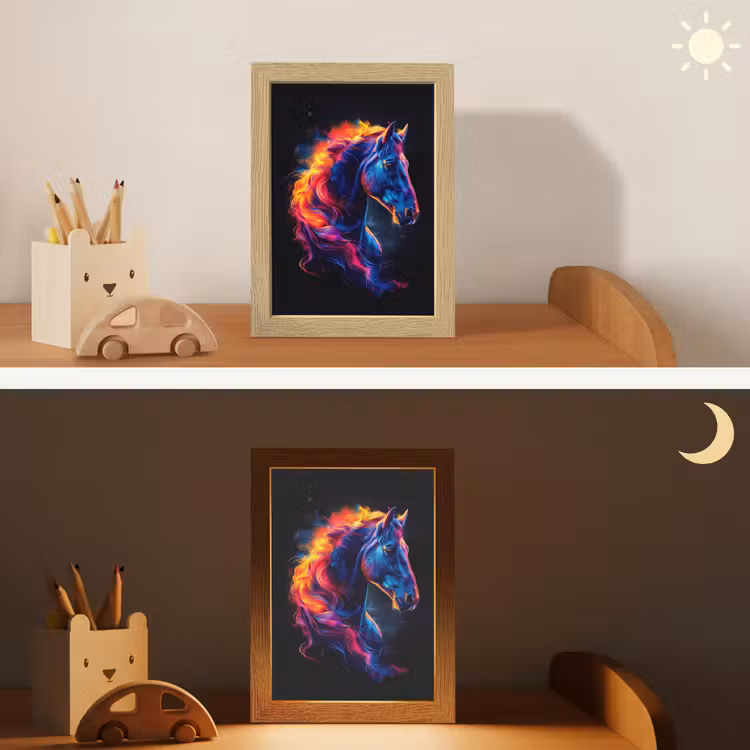 Paard - Dier - Rook - Zwart - Kleuren Light Box met kabel klein -sfeer3_kind