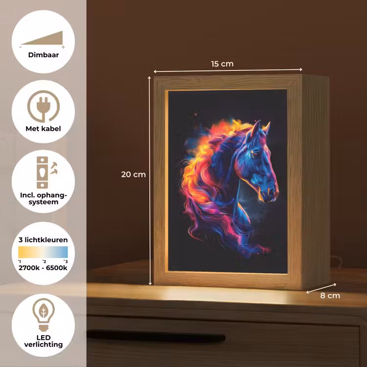 Paard - Dier - Rook - Zwart - Kleuren Light Box met kabel klein -USP_NL