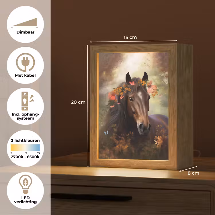 Paard - Dieren - Bloemen - Bos - Vlinder Light Box met kabel klein -USP_NL