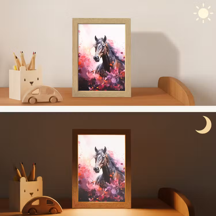 Paard - Dieren - Meisje - Roze Light Box met kabel klein -sfeer3_kind