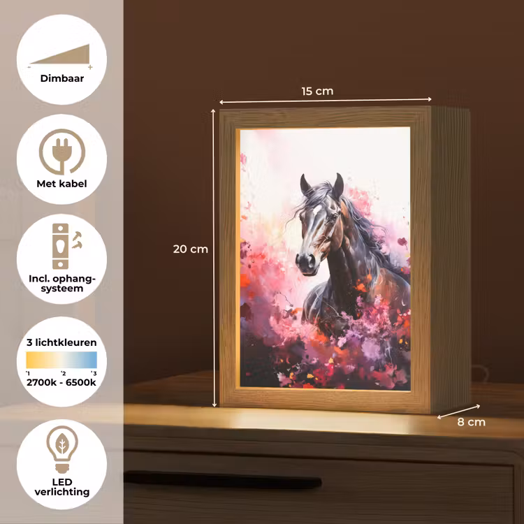 Paard - Dieren - Meisje - Roze Light Box met kabel klein -USP_NL