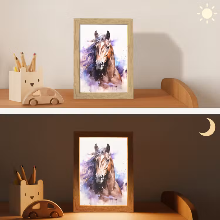 Paard - Dieren - Meisjes - Paars - Bruin Light Box met kabel klein -sfeer3_kind