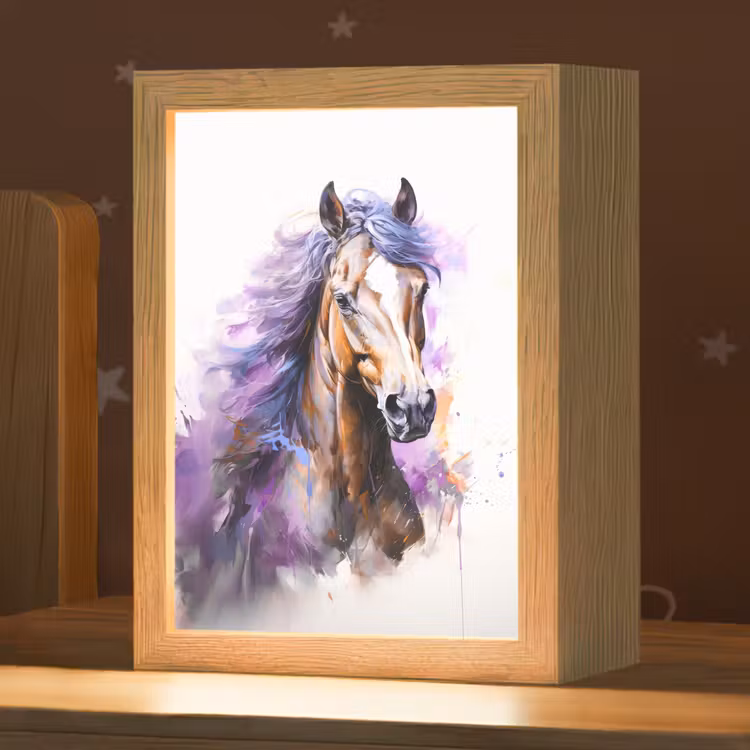 Paard - Dieren - Meiden - Paars - Bruin Light Box met kabel klein -zzz_3d_website