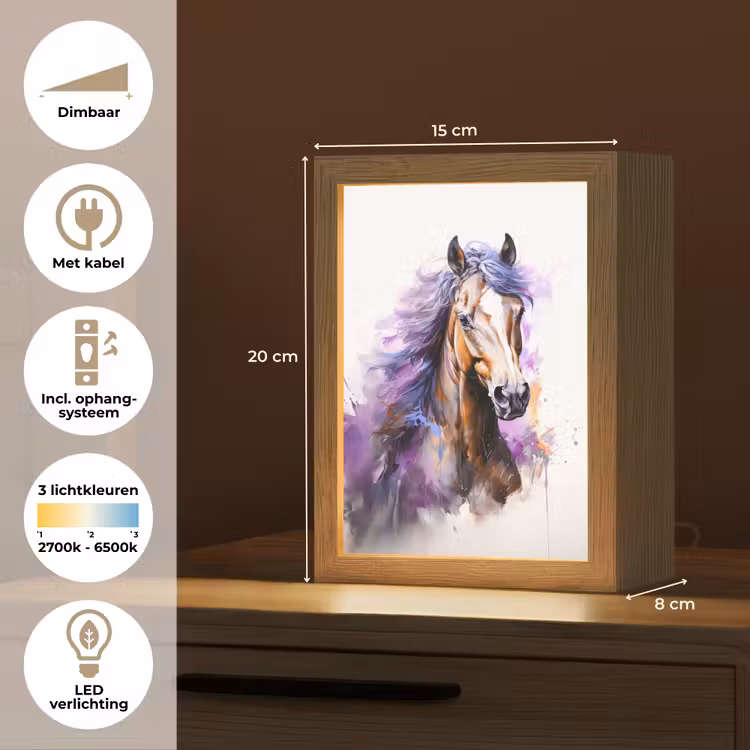 Paard - Dieren - Meiden - Paars - Bruin Light Box met kabel klein -USP_NL