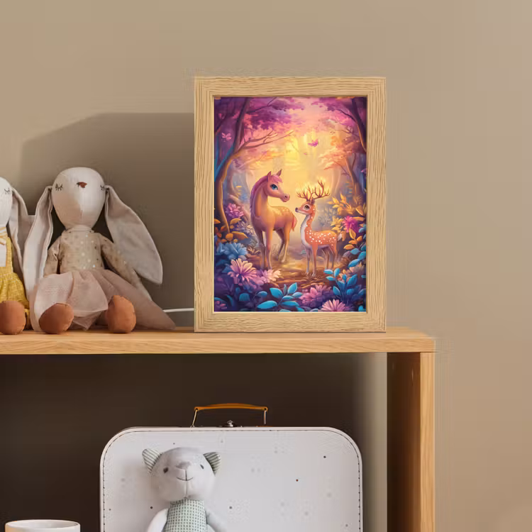 Paard - Hert - Sprookjesbos - Paars Light Box met kabel klein -sfeer2_kind