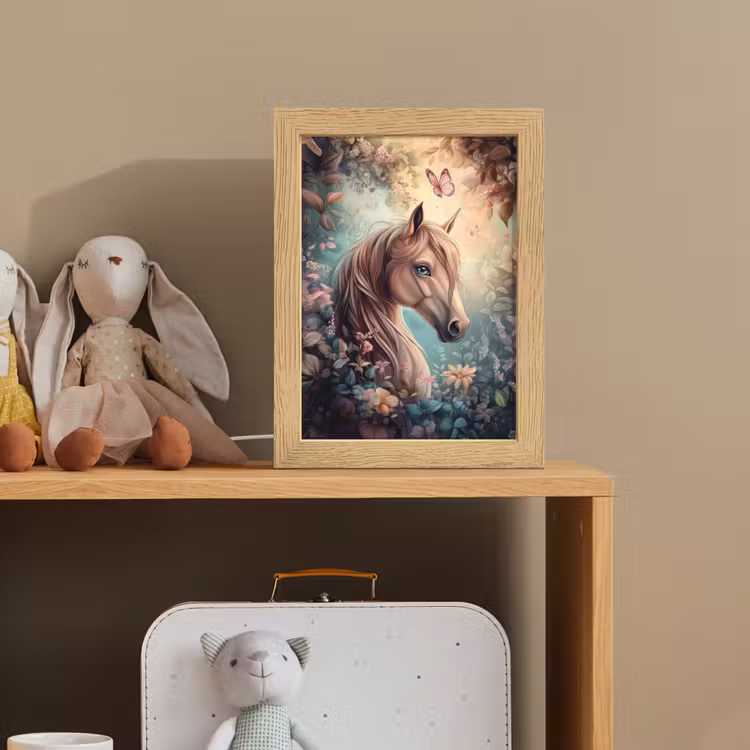 Paard - Bloemen - Vlinders Light Box met kabel klein -sfeer2_kind