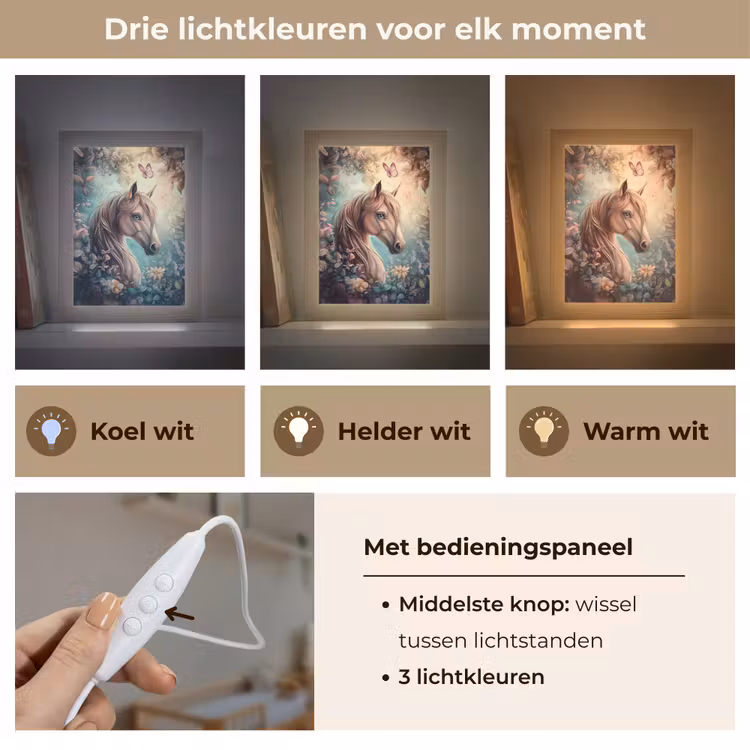 Paard - Bloemen - Vlinders Light Box met kabel klein -USP_lichtkleurNL
