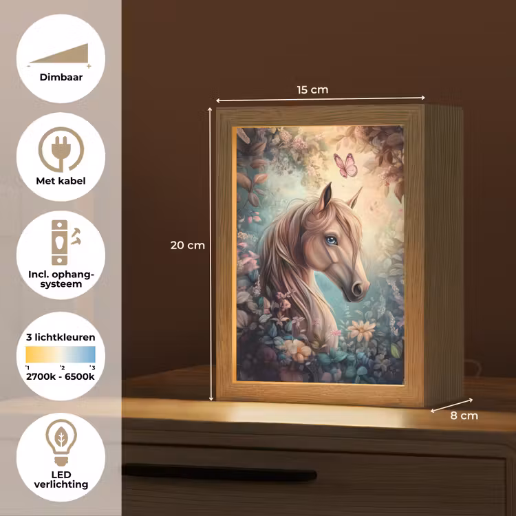 Paard - Bloemen - Vlinders Light Box met kabel klein -USP_NL