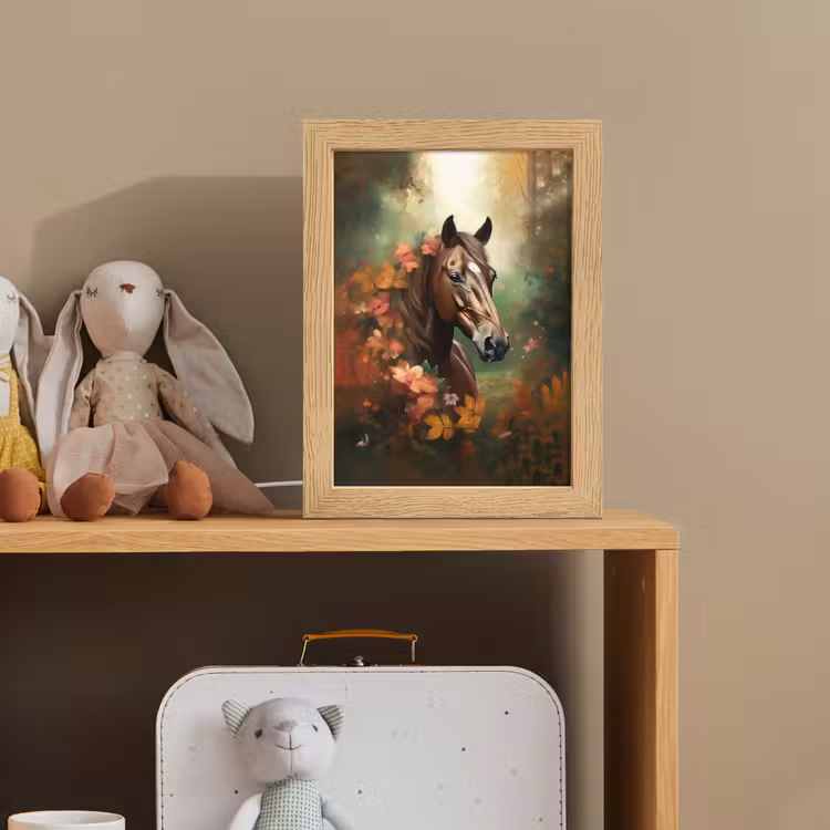 Paard - Bloemen - Natuur - Dieren - Bos - Oranje Light Box met kabel klein -sfeer2_kind