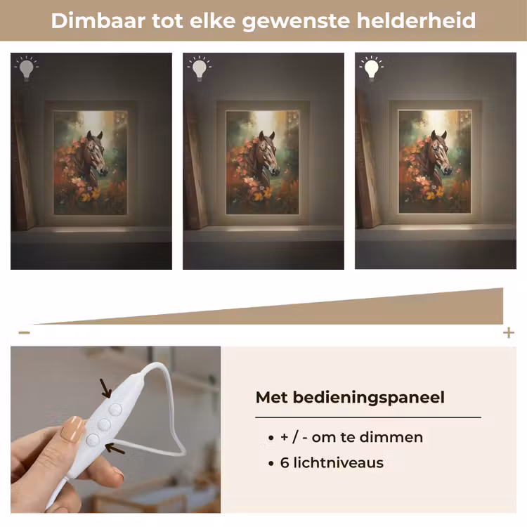 Paard - Bloemen - Natuur - Dieren - Bos - Oranje Light Box met kabel klein -USP_dimbaarNL
