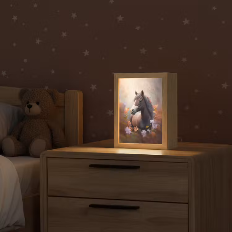 Paard - Bloemen - Natuur - Paars - Dieren Light Box met kabel klein -sfeer1_kind