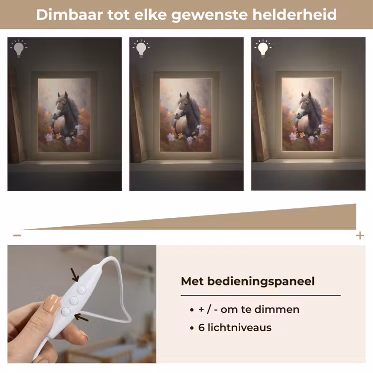 Paard - Bloemen - Natuur - Paars - Dieren Light Box met kabel klein -USP_dimbaarNL