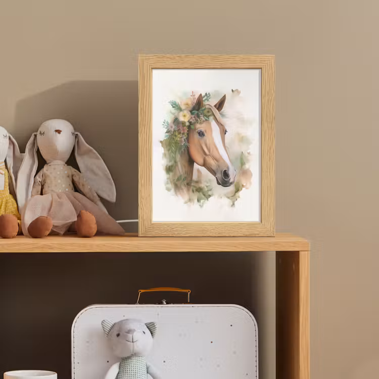 Paard - Bloemen - Natuur - Waterverf - Dieren Light Box met kabel klein -sfeer2_kind