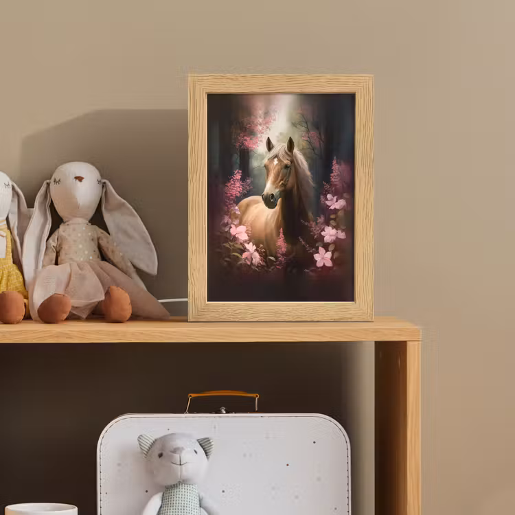 Paard - Bloemen - Roze - Natuur - Bos Light Box met kabel klein -sfeer2_kind