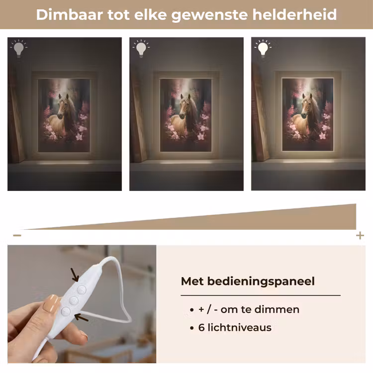 Paard - Bloemen - Roze - Natuur - Bos Light Box met kabel klein -USP_dimbaarNL
