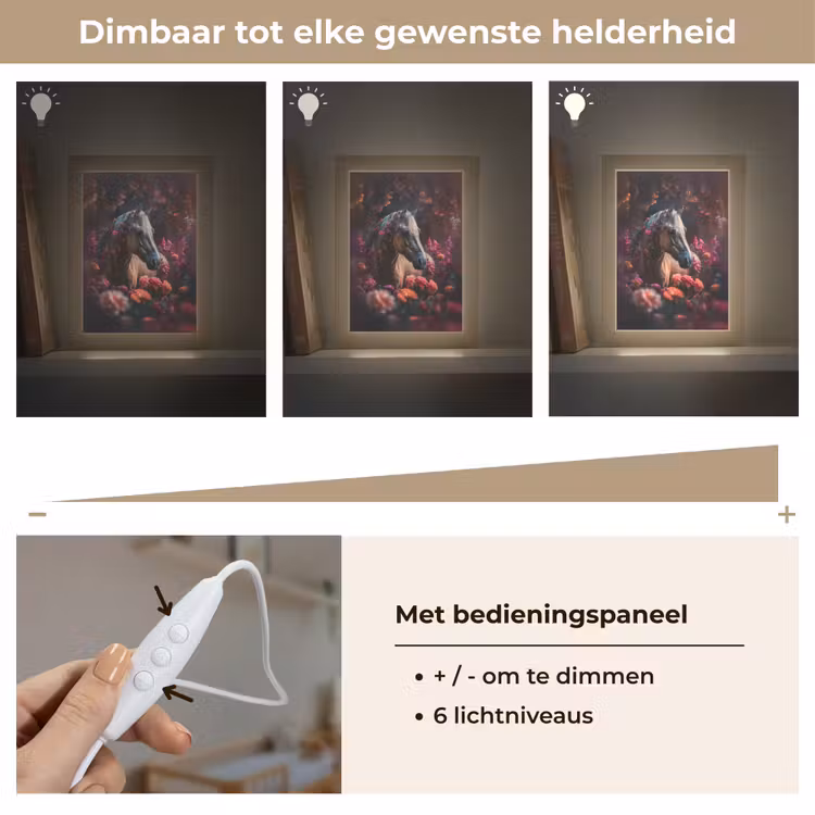 Paard - Bloemen - Paars - Oranje - Dieren Light Box met kabel klein -USP_dimbaarNL