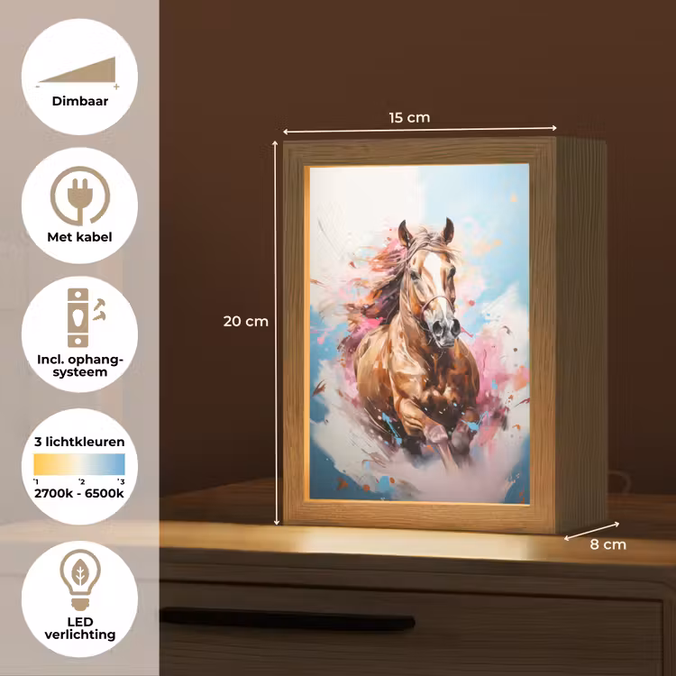 Paard - Meisjes - Blauw - Roze Light Box met kabel klein -USP_NL