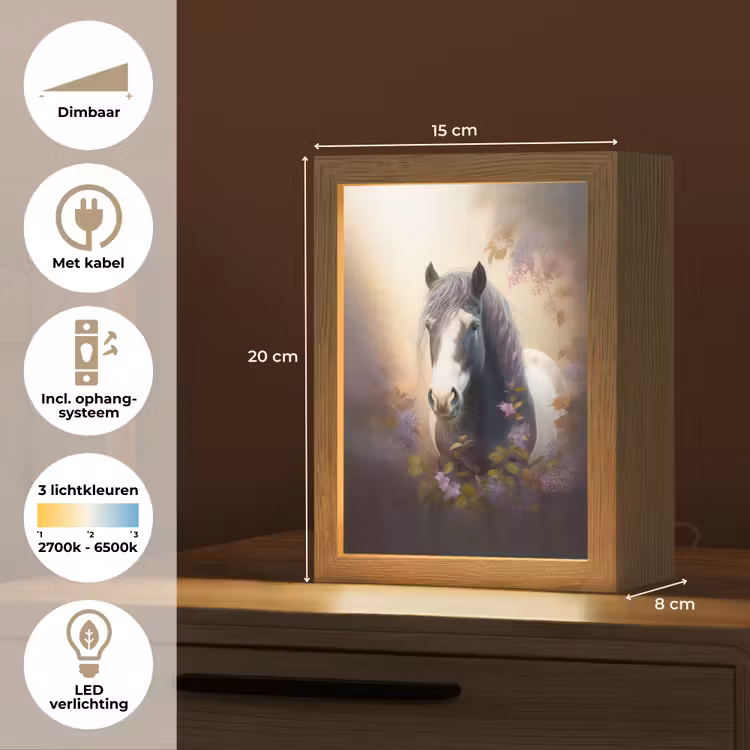 Paard - Natuur - Dieren - Bloemen - Paars Light Box met kabel klein -USP_NL