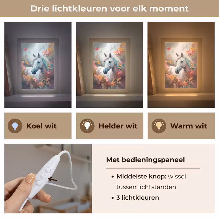 Paard - Natuur - Bloemen - Dieren - Bos Light Box met kabel klein -USP_lichtkleurNL
