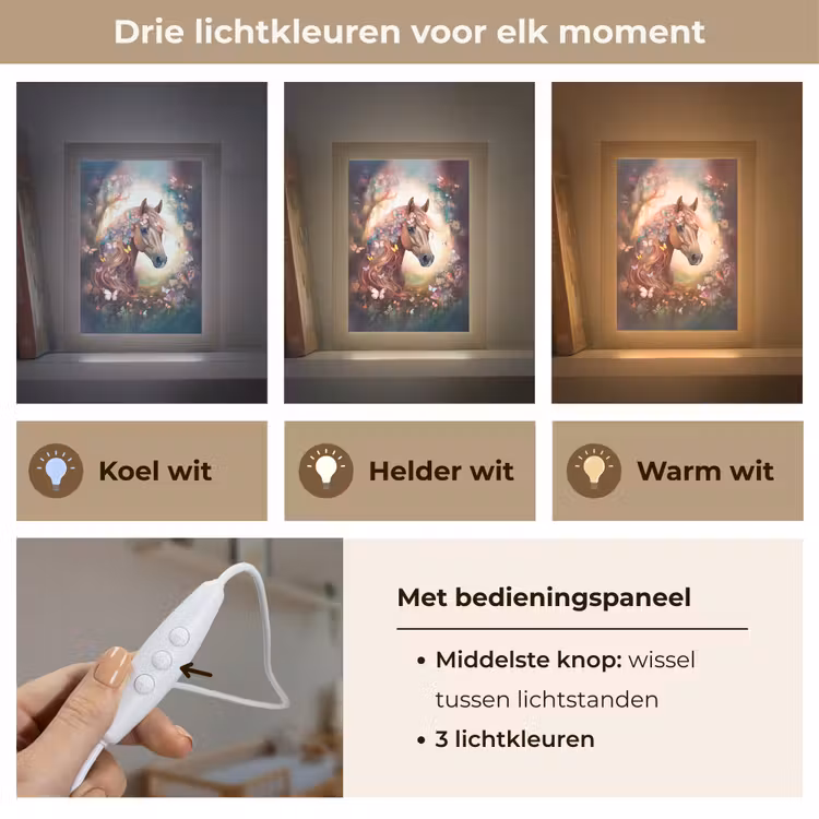 Paard - Natuur - Bloemen - Vlinders - Bos Light Box met kabel klein -USP_lichtkleurNL
