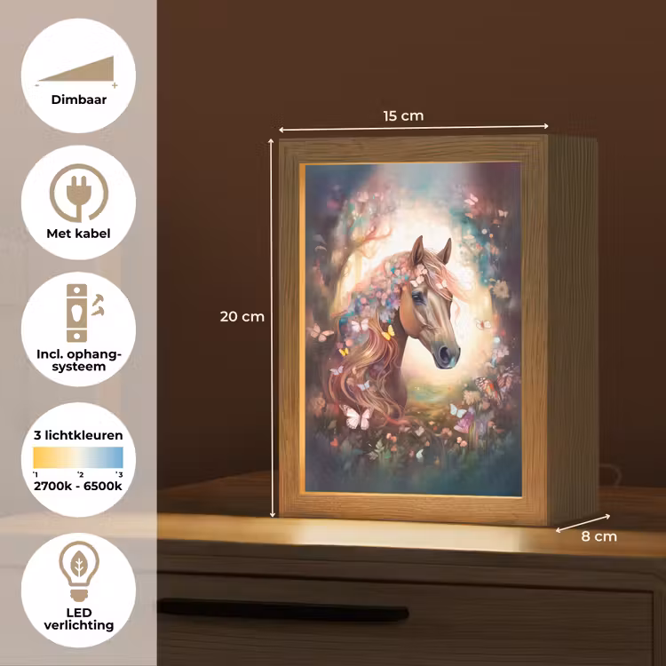 Paard - Natuur - Bloemen - Vlinders - Bos Light Box met kabel klein -USP_NL