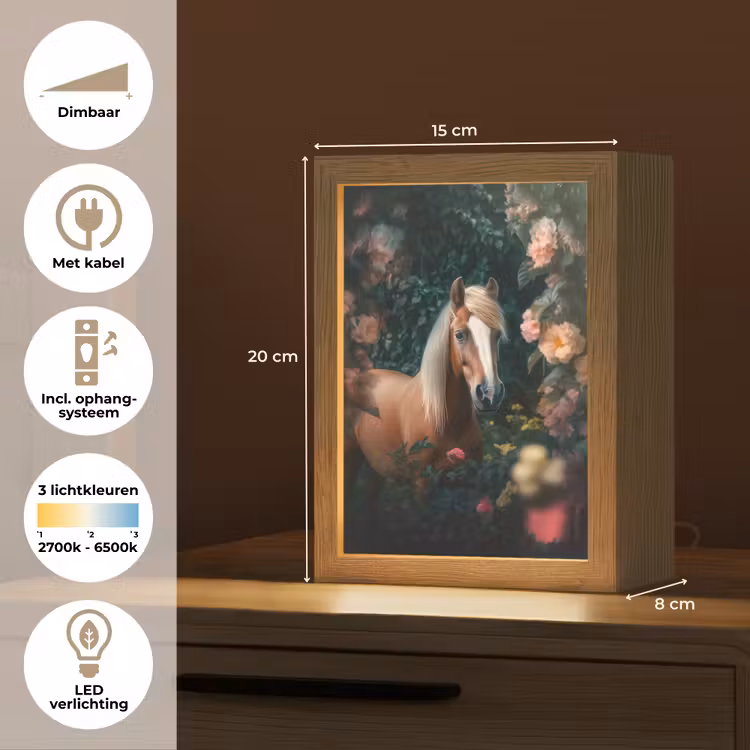 Paard - Natuur - Bloemen - Bos - Dieren Light Box met kabel klein -USP_NL
