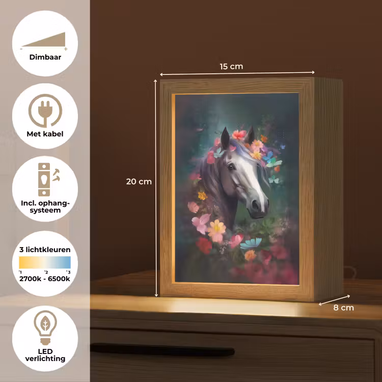 Paard - Natuur - Bloemen - Bos - Dieren Light Box met kabel klein -USP_NL