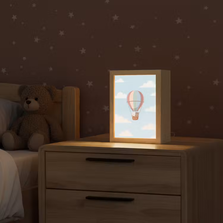 Luchtballon - Beren - Pastel Light Box met kabel (Kinderlampje) klein -sfeer1_kind