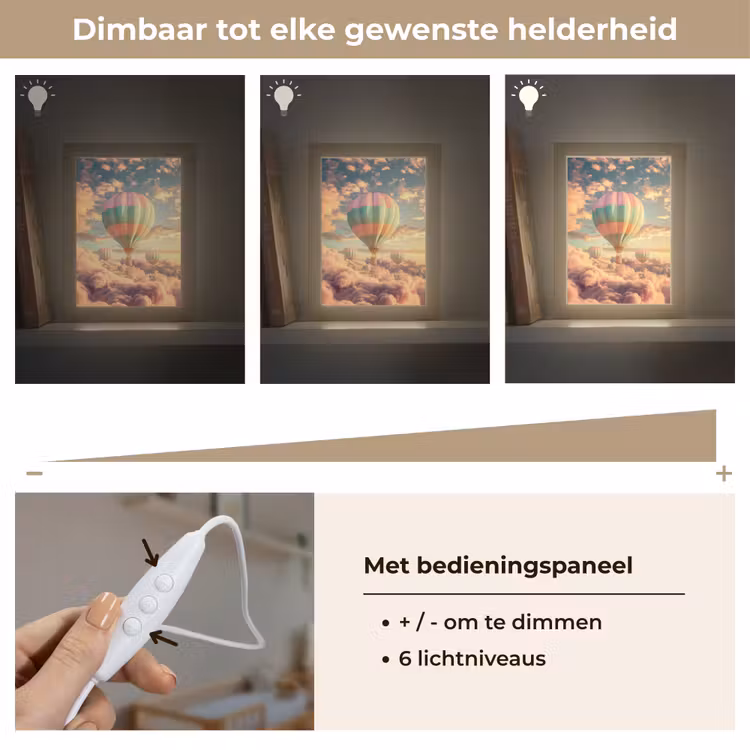Luchtballon - Dromen - Wolken - Lucht Light Box met kabel klein -USP_dimbaarNL