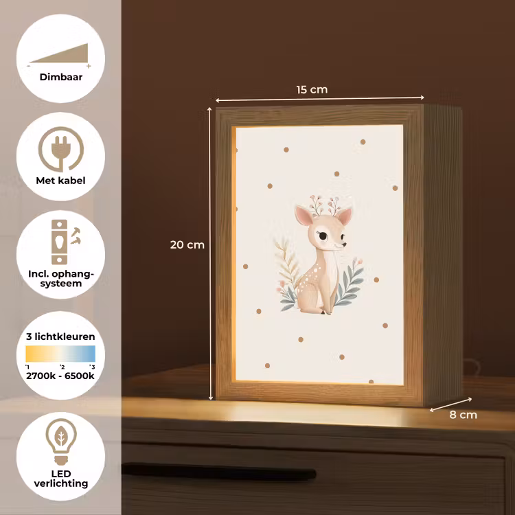 Illustratie - Stippen - Hertje - Aquarel Light Box met kabel klein -USP_NL