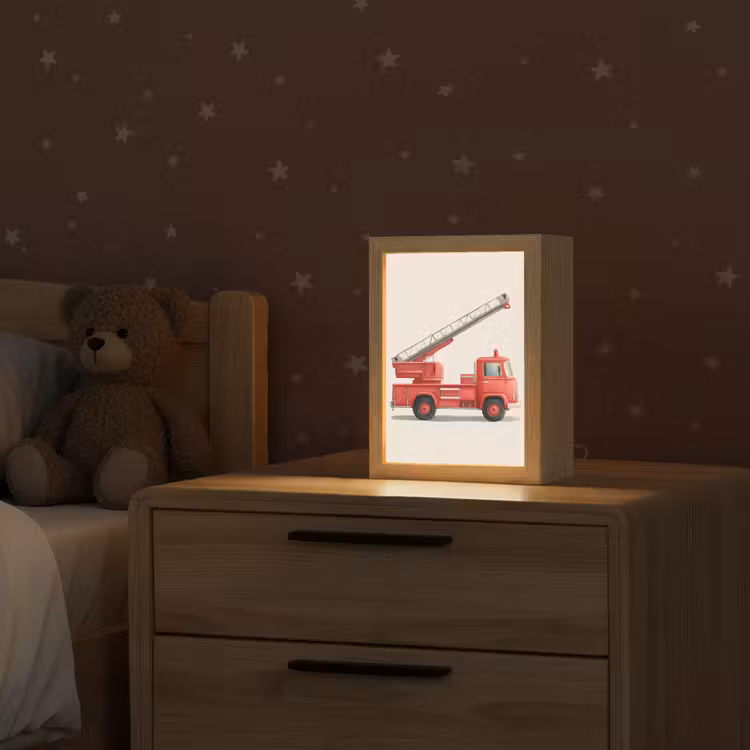 Illustratie - Brandweer - Rood - Minimalistisch Light Box met kabel (Kinderlampje) klein -sfeer1_kind