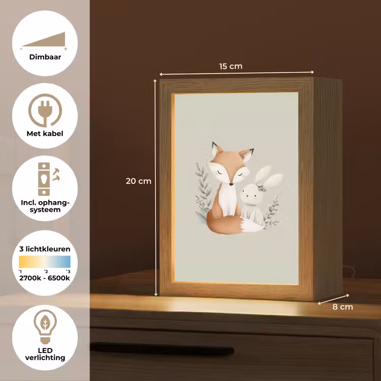 Illustratie - Vos - Konijn - Bladeren Light Box met kabel klein -USP_NL