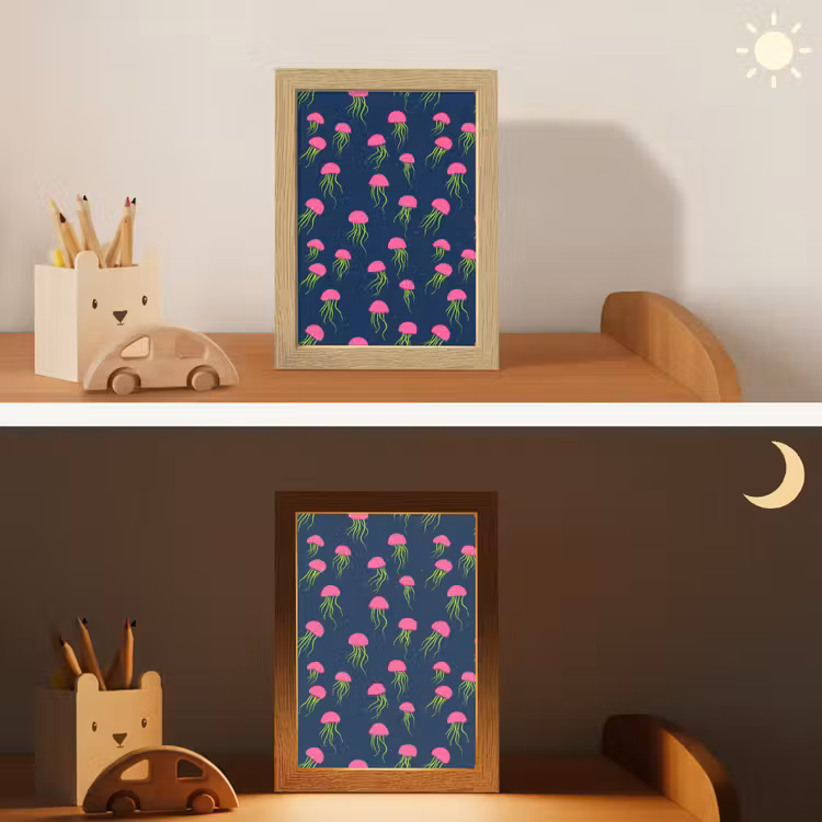 Kwallen - Diepzee - Neon Light Box met kabel (Kinderlampje) klein 904 -sfeer3_kind